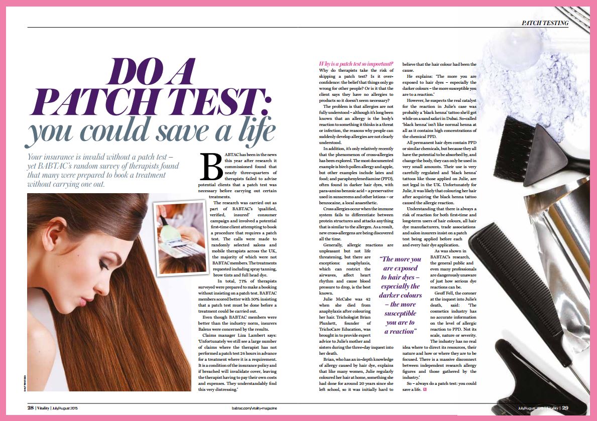 BABTAC: Do A Patch Test - you could save a life